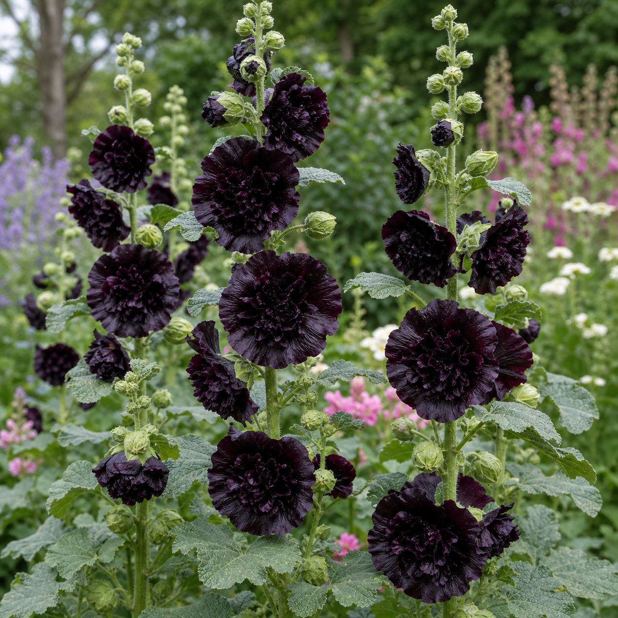 Double Black Hollyhock Seeds - 10 seeds - Image 3